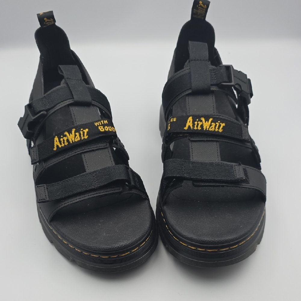 Dr. Martens Black Sandals with Yellow Accents
